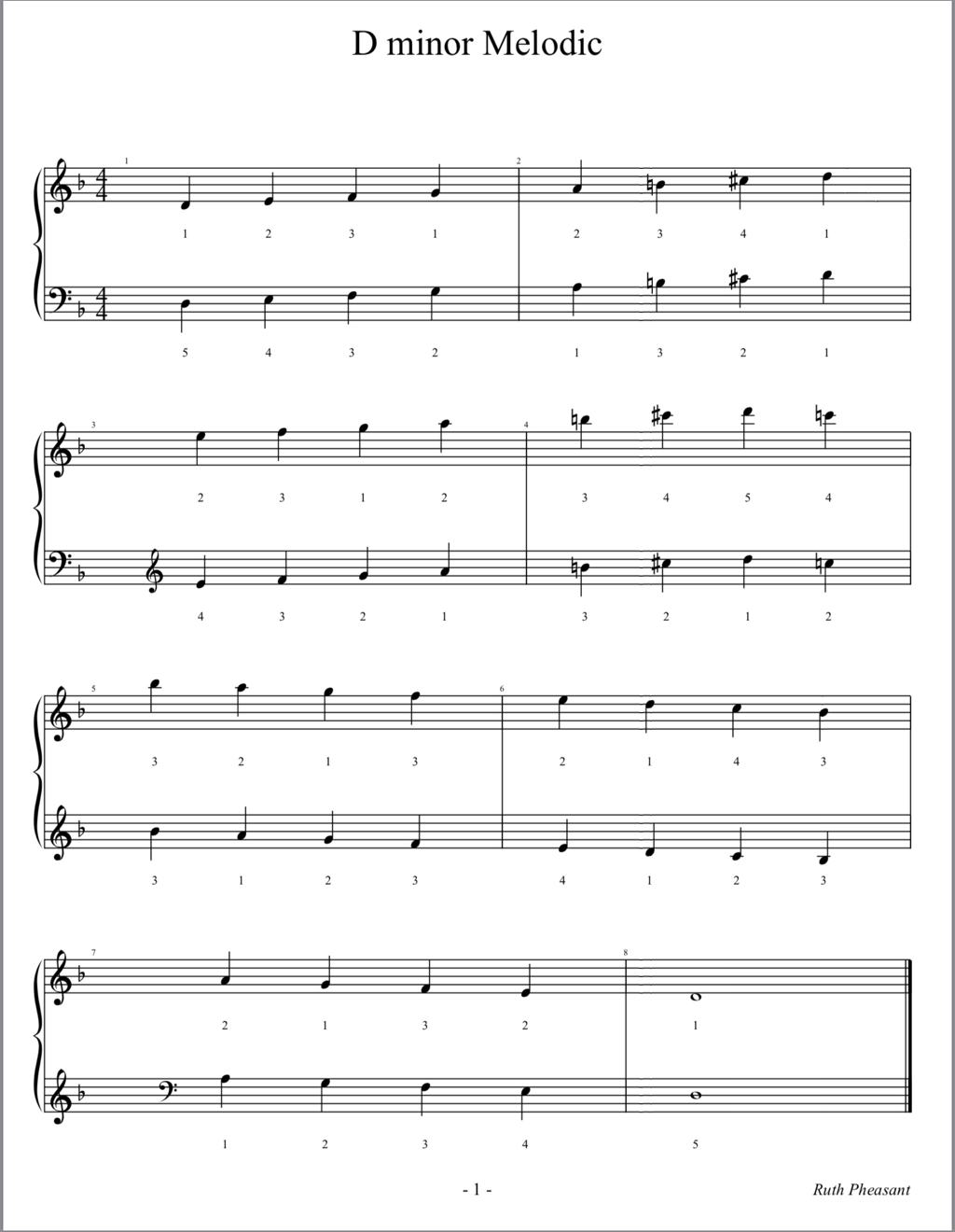 D Melodic Minor Sheet Music for Piano