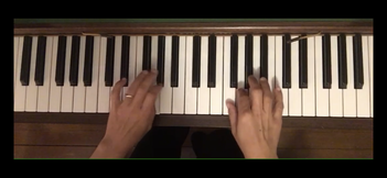 Example of camera angle used during online piano lessons via Zoom and other video calls.