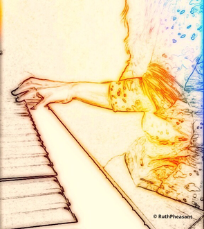 Sketch of Piano Teacher at Keyboard