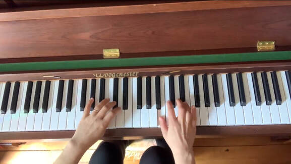 Close up view during Zoom piano lessons